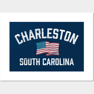 Charleston South Carolina SC Patriotic USA Flag Vintage Posters and Art